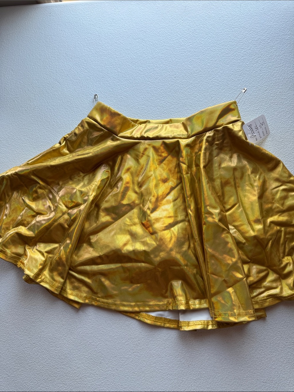 Girls' Metallic Gold Flared Skirt - Shiny Circle Skater